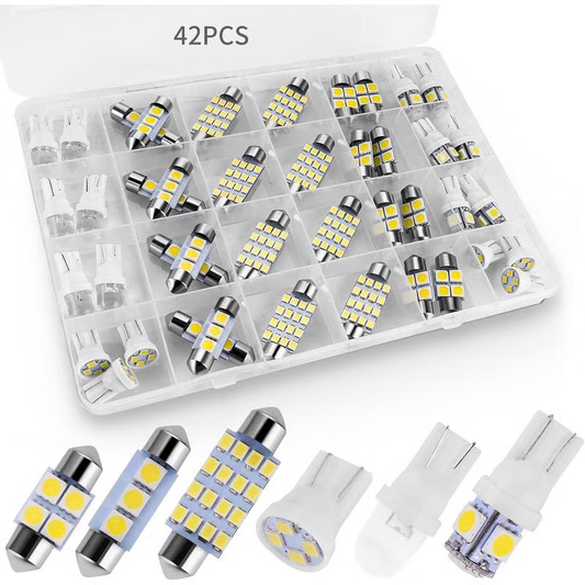 42 Pieces Interior Car Lights💡 Super Bright White Dome Map Tail Cab Lights Bulb Kit Set