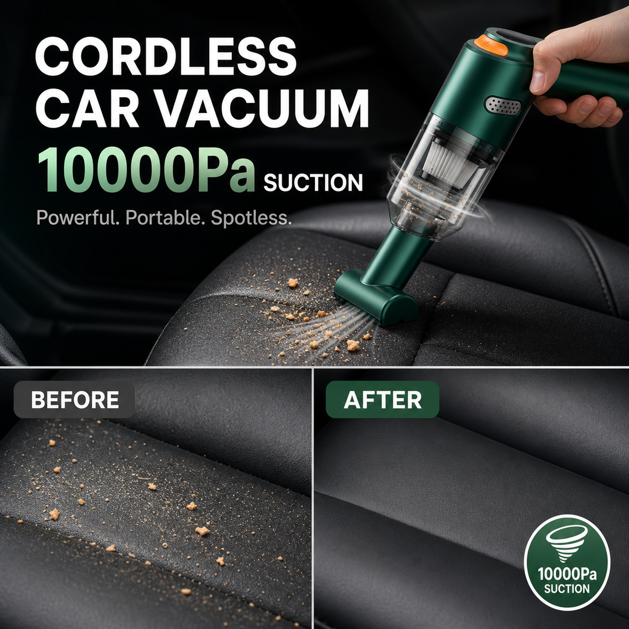 📢📢50% OFF !! ⏰ Cordless Car Vacuum – 10000Pa Suction & 4000mAh Battery 🚗