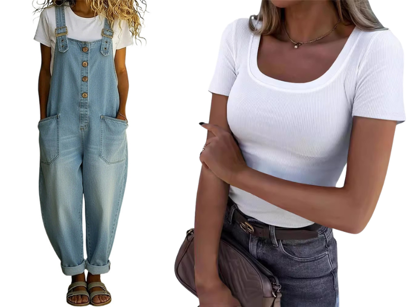 👖Lässige Baggy Jeans-Latzhose für Damen mit Taschen – Entspannter Stil, ganztägiger Komfort✨