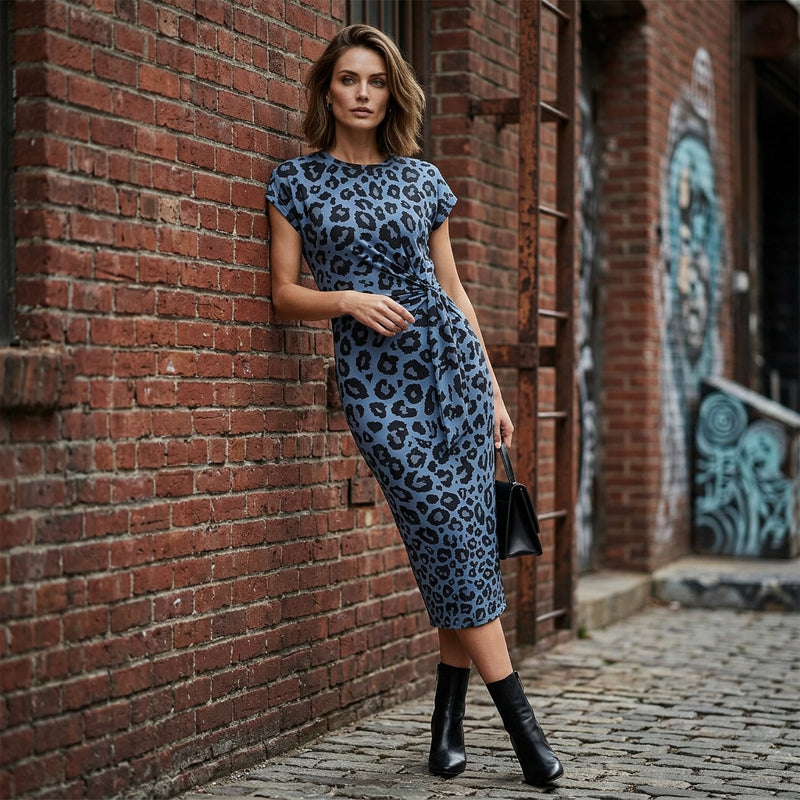 🥳2026 HOT SALE 50% OFF! 🥳💞50K+ SOLD!🌸Women's Knot Bodycon Dress – Leopard print, tummy-flattering knot. Comfy & chic for parties or date nights. Feel gorgeous. ✨🌹