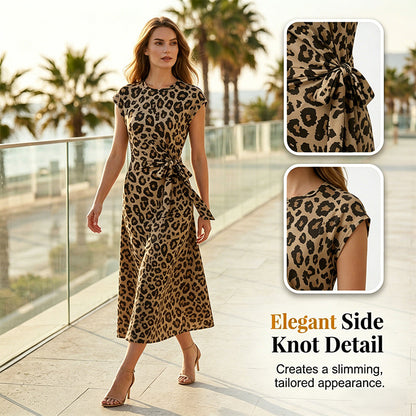 🥳2026 HOT SALE 50% OFF! 🥳💞50K+ SOLD!🌸Women's Knot Bodycon Dress – Leopard print, tummy-flattering knot. Comfy & chic for parties or date nights. Feel gorgeous. ✨🌹
