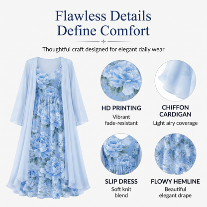 🌸👗Elegantes zweiteiliges Blumenkleid-Set für Damen – Perfekter Sommer-Urlaubslook✨