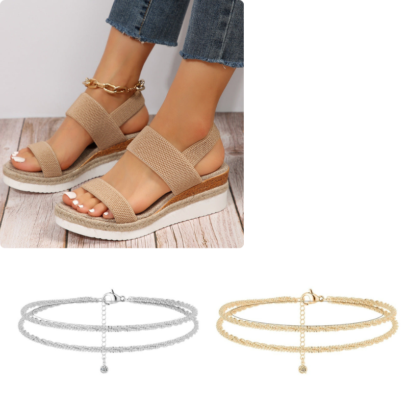 💕Women's Woven Elastic Strap Thick Bottom Wedge Sandals🔥 Stylish Enough To Dress Up. Comfy Enough To Wear All Day 👡
