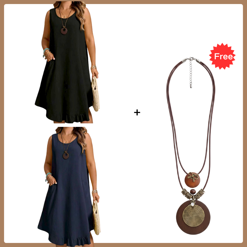 👗Women Casual Sleeveless Ruffle Dress – Breezy Casual Midi Dress ✨