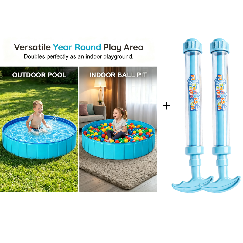 🏡💦Large Foldable Backyard Wading Pool for Whole Family & Pets – Instant Summer Fun For Kids & Year-Round Play 🏖️