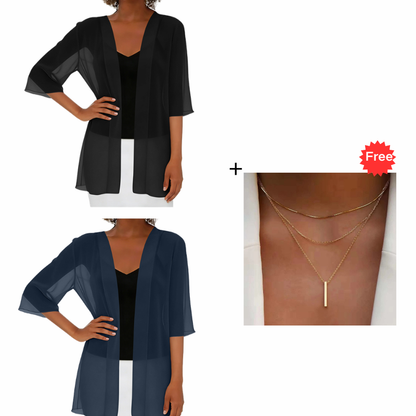 🏆LAST DAY SALE: ONLY ￡12.8!!🎁✨Women's Chiffon Open Front Cardigan Loose– Soft & Breathable🔥