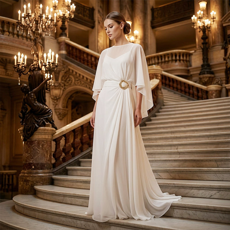 🥳2026 HOT SALE🥳💞50K+ SOLD!💥👵🌸 50% OFF! Flowing Cape Sleeve Top & Wrap Pants Set – Elegant Cape Sleeves, Flattering Wrap Front. Wide-leg Pants Elongate. Effortless Sophistication. 🕊️✨