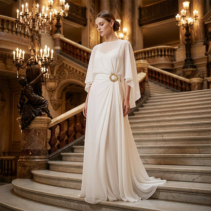 🥳2026 HOT SALE🥳💞50K+ SOLD!💥👵🌸 50% OFF! Flowing Cape Sleeve Top & Wrap Pants Set – Elegant Cape Sleeves, Flattering Wrap Front. Wide-leg Pants Elongate. Effortless Sophistication. 🕊️✨