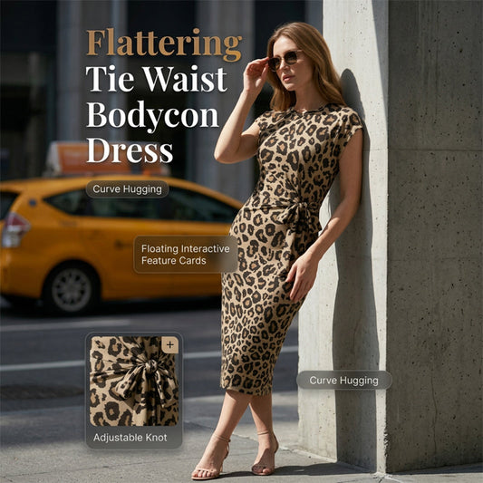 🥳2026 HOT SALE 50% OFF! 🥳💞50K+ SOLD!🌸Women's Knot Bodycon Dress – Leopard print, tummy-flattering knot. Comfy & chic for parties or date nights. Feel gorgeous. ✨🌹