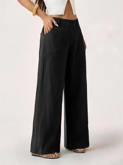 🔥LETZTER TAG 50% RABATT ☀️🛍️Damen Sommer Klassische Palazzo Hose aus Baumwoll-Leinen-Gemisch, leicht