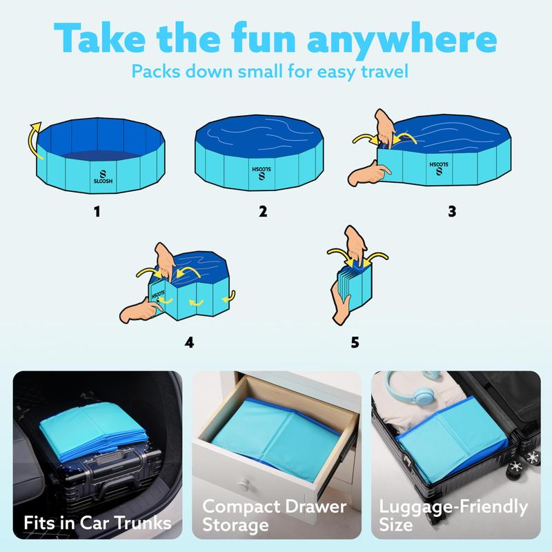 🏡💦Large Foldable Backyard Wading Pool for Whole Family & Pets – Instant Summer Fun For Kids & Year-Round Play 🏖️