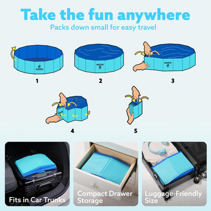 🏡💦Large Foldable Backyard Wading Pool for Whole Family & Pets – Instant Summer Fun For Kids & Year-Round Play 🏖️