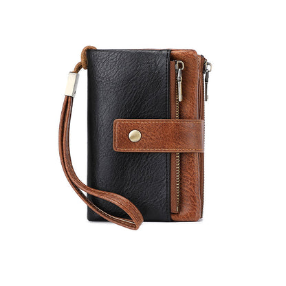 Women's Retro Style RFID Blocking Tri-fold Wallet