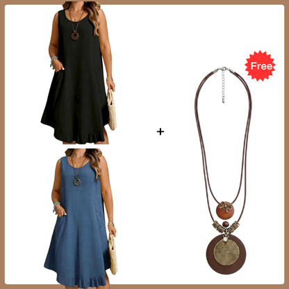 👗Women Casual Sleeveless Ruffle Dress – Breezy Casual Midi Dress ✨