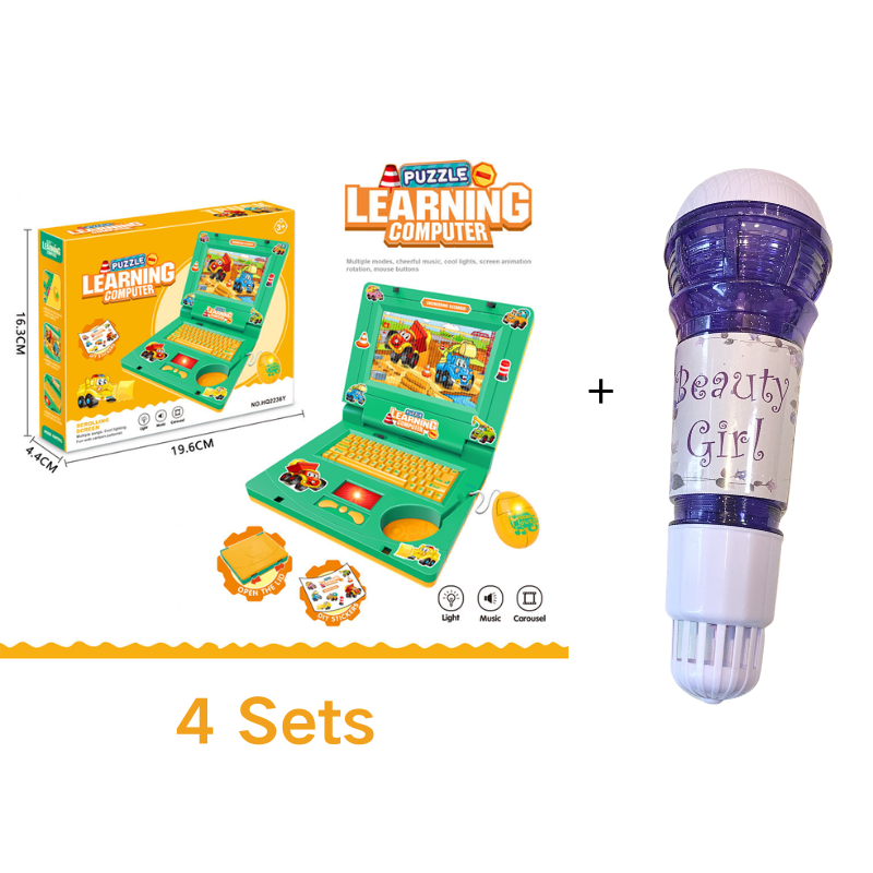 🔥 Interactive Simulation Toy Laptop – Pretend Play Computer with A-Z Keyboard & 1-10 Number Keys, 55+ Songs Lights Sounds, 5 Learning Modes (ABC/Numbers/Music/Games/Messages), Foldable with Handle