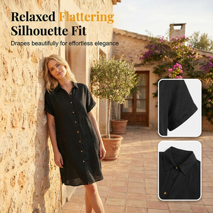 🌸Women's Short Sleeve Button-Down Shirt Dress – Your New Wardrobe Essential ✨