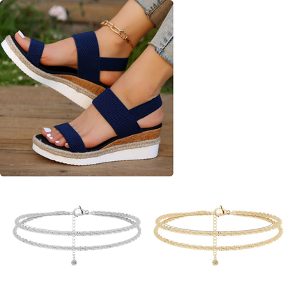 💕Women's Woven Elastic Strap Thick Bottom Wedge Sandals🔥 Stylish Enough To Dress Up. Comfy Enough To Wear All Day 👡