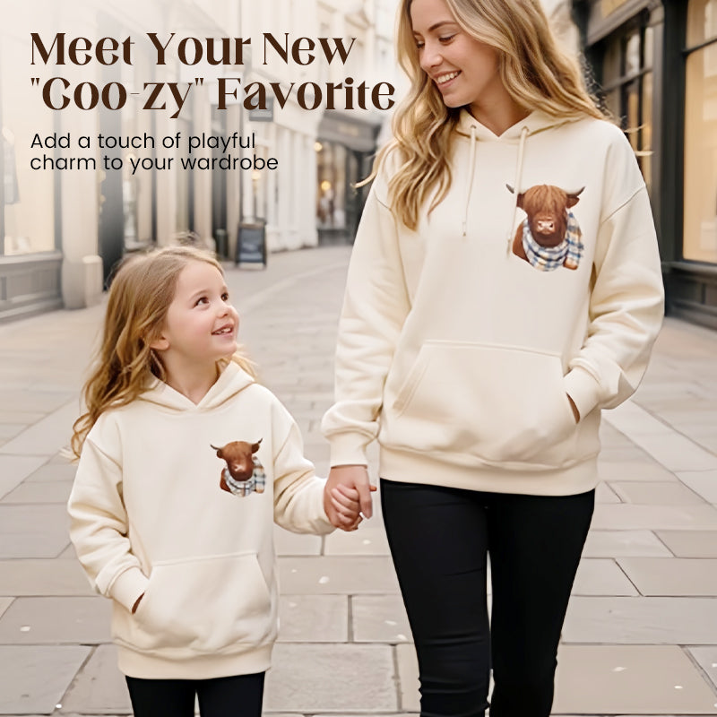 🐮 50% OFF!!🎁Cute Highland Cow Cozy Fleece-Lined Hooded Sweatshirt
