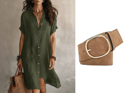🌸Women's Short Sleeve Button-Down Shirt Dress – Your New Wardrobe Essential ✨