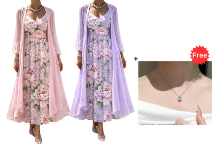 🌸👗Elegantes zweiteiliges Blumenkleid-Set für Damen – Perfekter Sommer-Urlaubslook✨