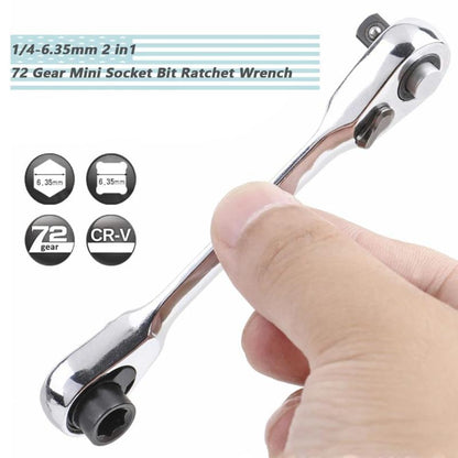Silver Ratchet Wrench 1/4 Inch Mini Double Headed 72 Tooth Drive Socket🔧 The Mini Wrench That Tackles Tight Spaces!