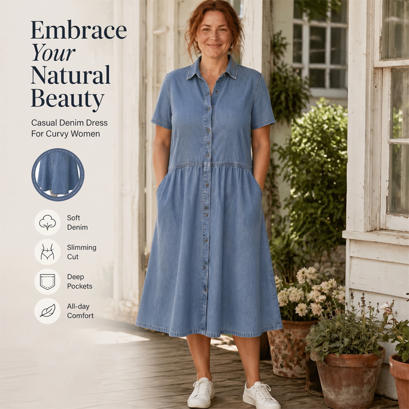 👗Elegantes & lässiges Jeanshemdkleid für Damen – mühelos schick im Alltag ✨