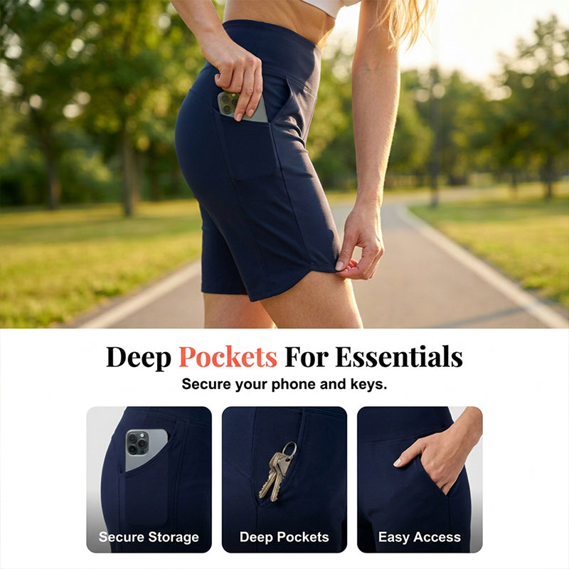 ⏰Last Day Sale 60% OFF🔥Women's High-Waist Yoga Shorts with Pockets