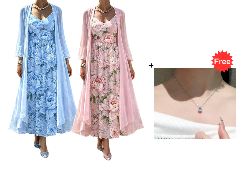 🌸👗Elegantes zweiteiliges Blumenkleid-Set für Damen – Perfekter Sommer-Urlaubslook✨
