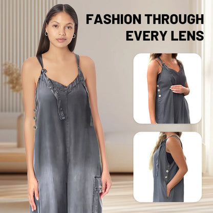💕Was soll ich morgen anziehen?💃Damen Jumpsuit mit weitem Bein, locker geschnitten und mit Taschen✨ Komfort trifft mühelosen Stil