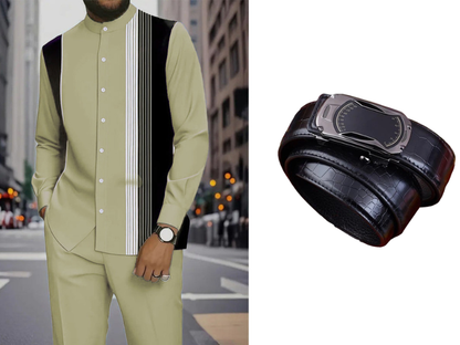 👔 Men's Striped Shirt & Pants 2-Piece Set✨ Effortless Style✨