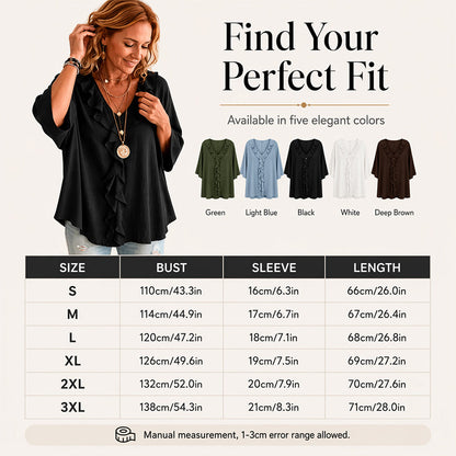Trending Now⭐💫 Flowy V-Neck Top with Ruffle Accent – Versatile Solid Color That Pairs with Everything