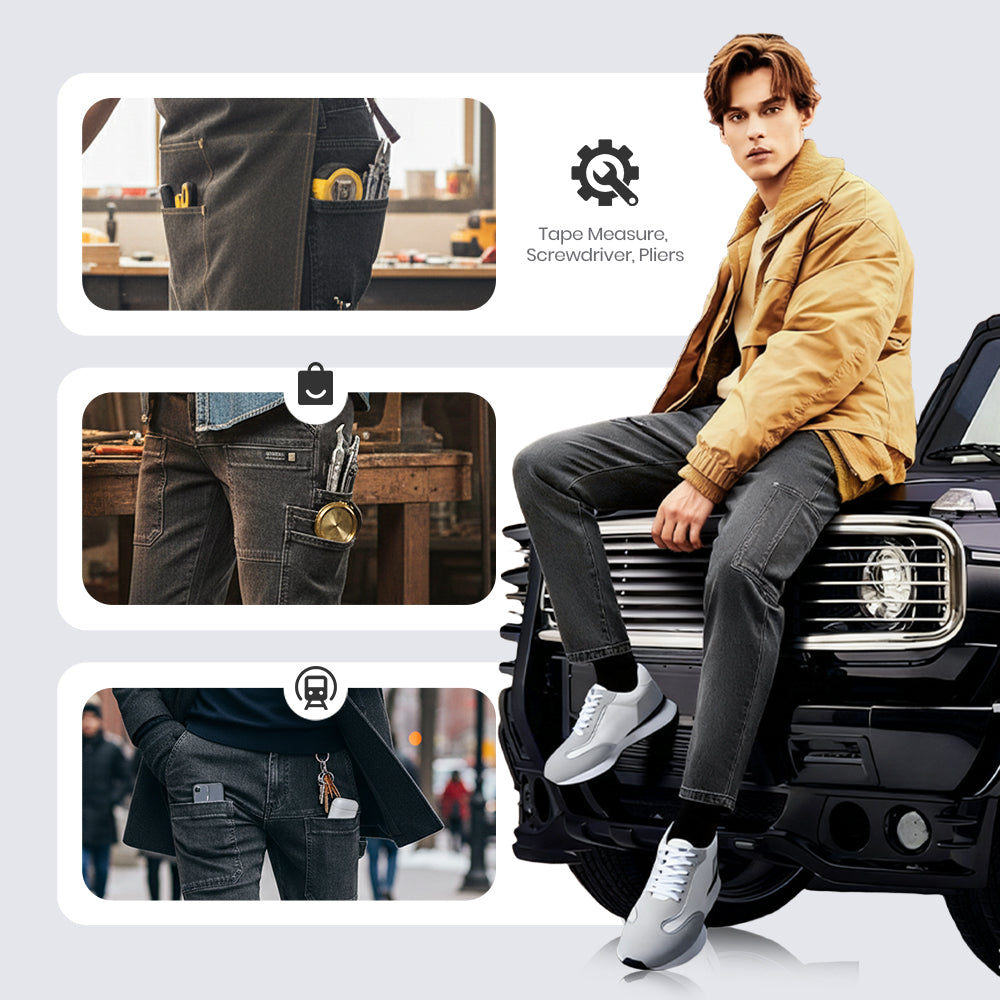 🔥 Men’s Slim Fit Jeans with 6 Functional Pockets – Style Meets Utility!