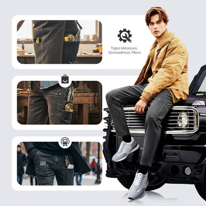 🔥 Men’s Slim Fit Jeans with 6 Functional Pockets – Style Meets Utility!