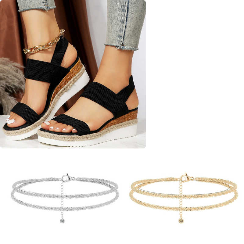 💕Women's Woven Elastic Strap Thick Bottom Wedge Sandals🔥 Stylish Enough To Dress Up. Comfy Enough To Wear All Day 👡