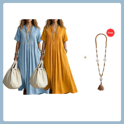 🔥 Nur heute – Bis zu 50% RABATT 👗 Damen lockeres Freizeitkleid mit V-Ausschnitt✨