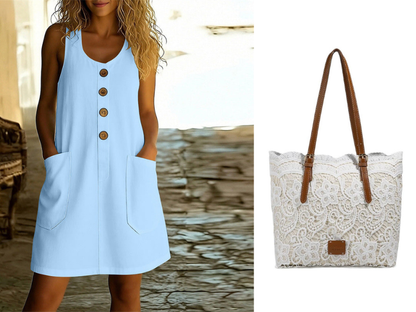 🌸Women's Solid Color U-Neck Sleeveless Cotton Linen Dress - Lightweight, Breezy & Ridiculously Comfy 💛