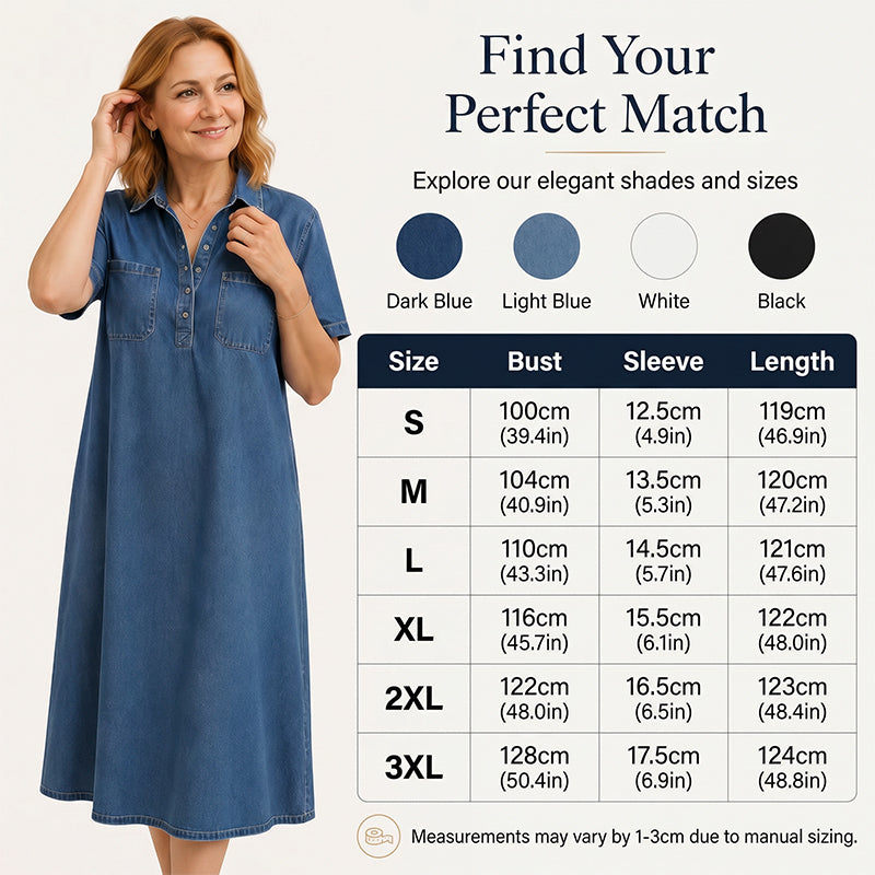 👗 60% OFF NOW! 👖 Casual Pocket Denim Midi Shirt Dress – Soft denim & relaxed fit – Functional pockets, perfect for everyday casual – comfortable and versatile ✨🌸