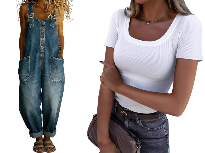 👖Lässige Baggy Jeans-Latzhose für Damen mit Taschen – Entspannter Stil, ganztägiger Komfort✨