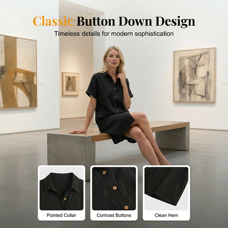 🌸Women's Short Sleeve Button-Down Shirt Dress – Your New Wardrobe Essential ✨