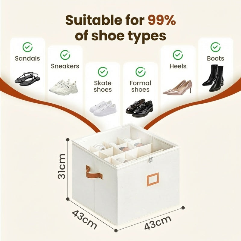 👟 Schuh-Organizer-Aufbewahrungsbox aus Stoff – faltbares Design, großes Fassungsvermögen, staubdicht & atmungsaktiv, platzsparend für Schrank & Schlafzimmer 🧺