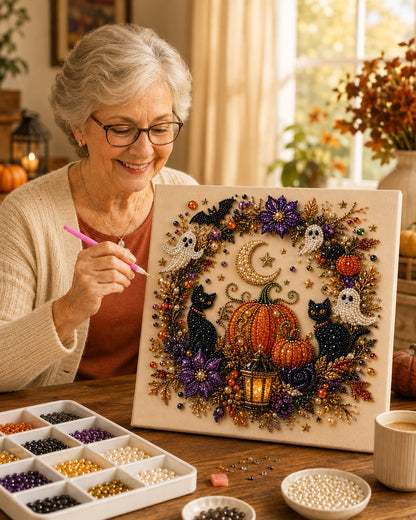 🔥 Letzter Tag 60% RABATT – 👻✨ Halloween-Perlenkunst-DIY-Kit – Verwandle winzige Perlen in schaurig-süße Magie