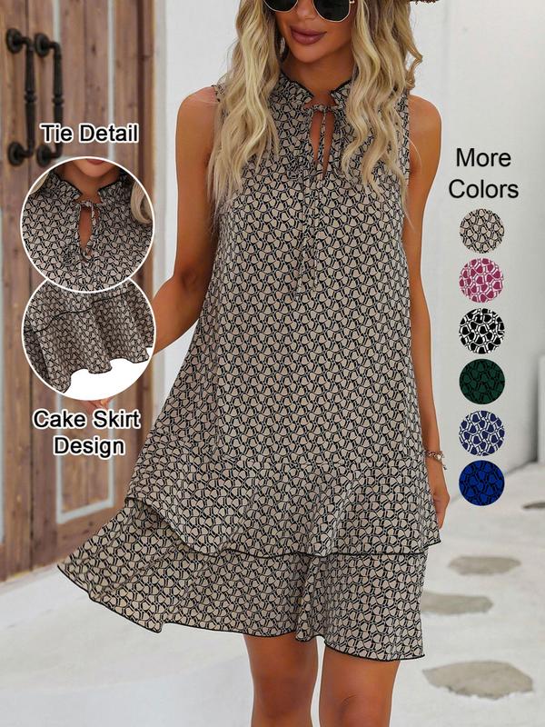 🎉Last Day Promotion 70% OFF💃Women's Geometric Print Bow Dress