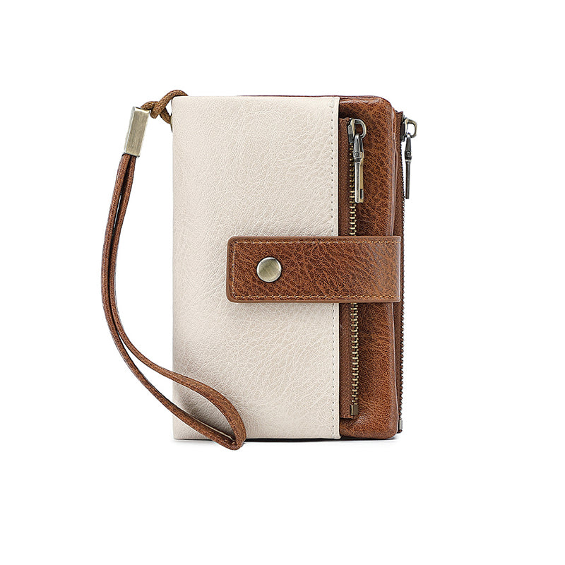 Women's Retro Style RFID Blocking Tri-fold Wallet