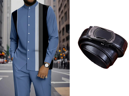 👔 Men's Striped Shirt & Pants 2-Piece Set✨ Effortless Style✨
