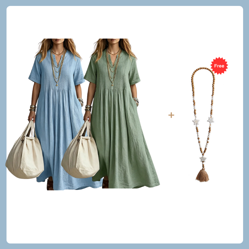🔥 Nur heute – Bis zu 50% RABATT 👗 Damen lockeres Freizeitkleid mit V-Ausschnitt✨
