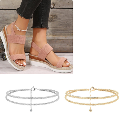 💕Women's Woven Elastic Strap Thick Bottom Wedge Sandals🔥 Stylish Enough To Dress Up. Comfy Enough To Wear All Day 👡