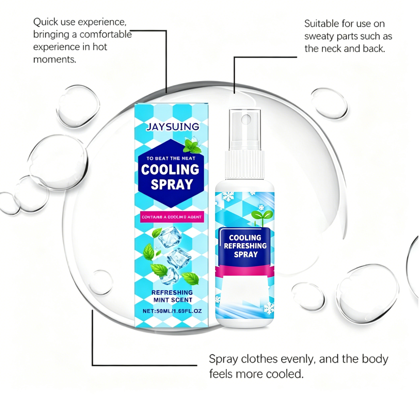 ❄️Instant Cooling Spray For Hot Weather Relief – Natural Peppermint Body Mist✨