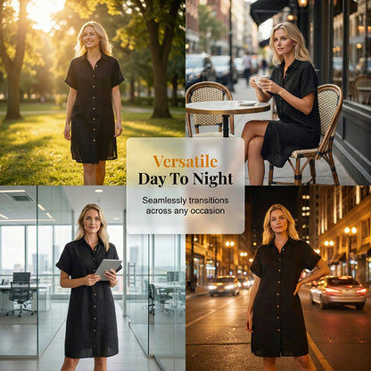 🌸Women's Short Sleeve Button-Down Shirt Dress – Your New Wardrobe Essential ✨