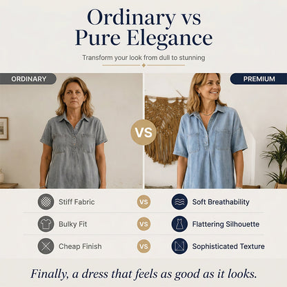 👗 60% OFF NOW! 👖 Casual Pocket Denim Midi Shirt Dress – Soft denim & relaxed fit – Functional pockets, perfect for everyday casual – comfortable and versatile ✨🌸