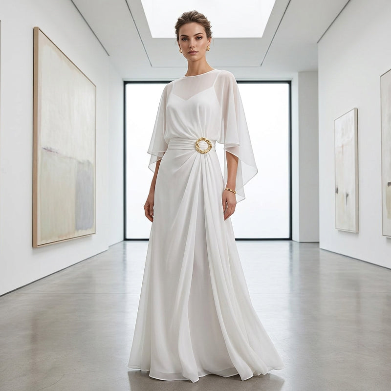 🥳2026 HOT SALE🥳💞50K+ SOLD!💥👵🌸 50% OFF! Flowing Cape Sleeve Top & Wrap Pants Set – Elegant Cape Sleeves, Flattering Wrap Front. Wide-leg Pants Elongate. Effortless Sophistication. 🕊️✨